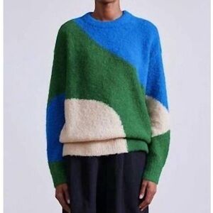 Apiece Apart Sweater Elle Texture Crew Top Fig Midnight Women’s Med Alpaca Wool